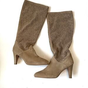 Gerry Weber stacked heeled boots tan suede real leather  size 41 EU